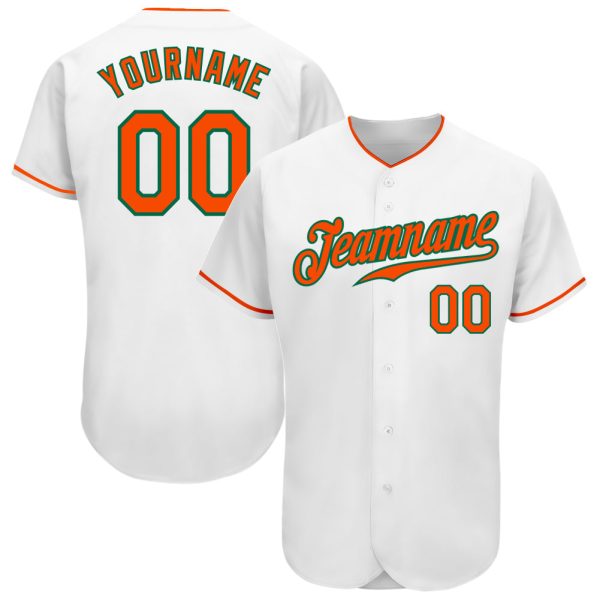 Custom Black Jersey, Personalized Black Baseball Jersey, Custom Baseball Jersey, Custom White Orange-Kelly Green Authentic Baseball Jersey Jezsport.com