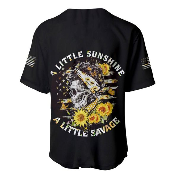 A Little Sunshine A Little Savage Skull Baseball Jersey Jezsport.com