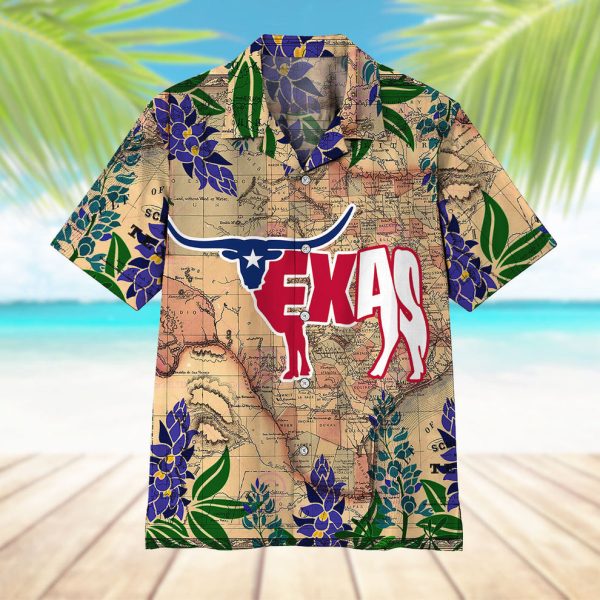 3D Longhorn Flag Texas Hawaii Shirt, Summer Shirt For Men and Women Jezsport.com