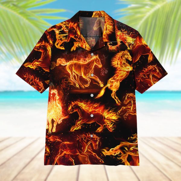 3D Fire Horse Hawaii Shirt, Summer Shirt For Men and Women Jezsport.com