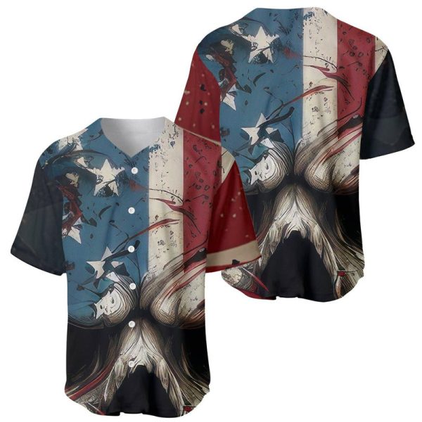 American Flag Skull Baseball Jersey I'm Not Anti - Social I'm Just Not User Friendly For Men and Women Jezsport.com