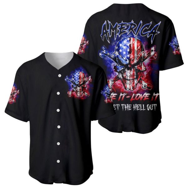 American Skull Baseball Jersey American Live It Love It Or Get The Hell Out For Men and Women Jezsport.com