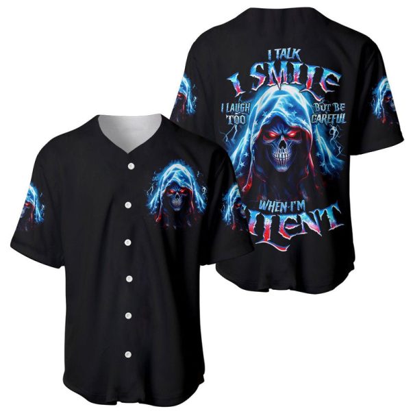 American Skull Baseball Jersey I Talk I Smile But Be Carefull When I Silent For Men and Women Jezsport.com