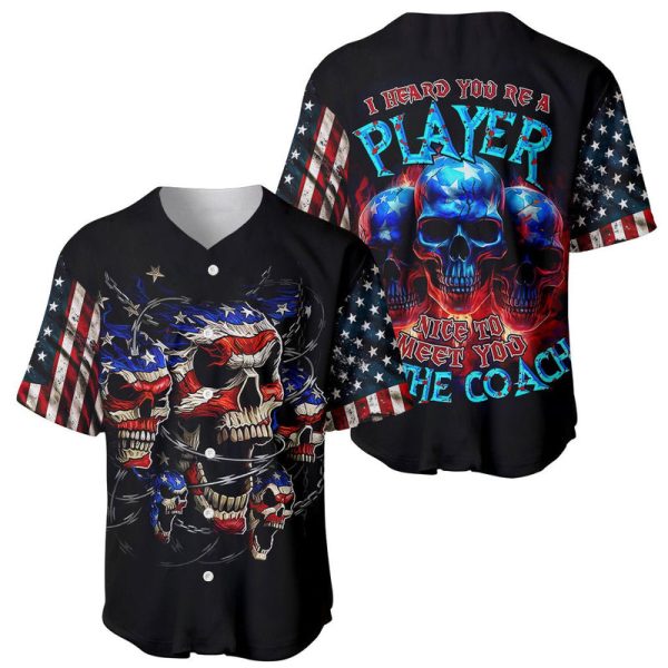 American Skull Baseball Jersey Nice To Meet You Im The Coach For Men and Women Jezsport.com