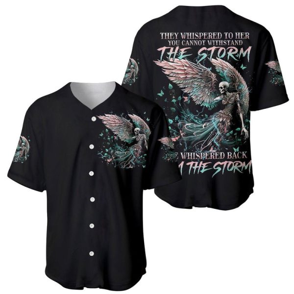 Angel Skull Baseball Jersey She Whispered Back Iam The Storm For Men and Women Jezsport.com