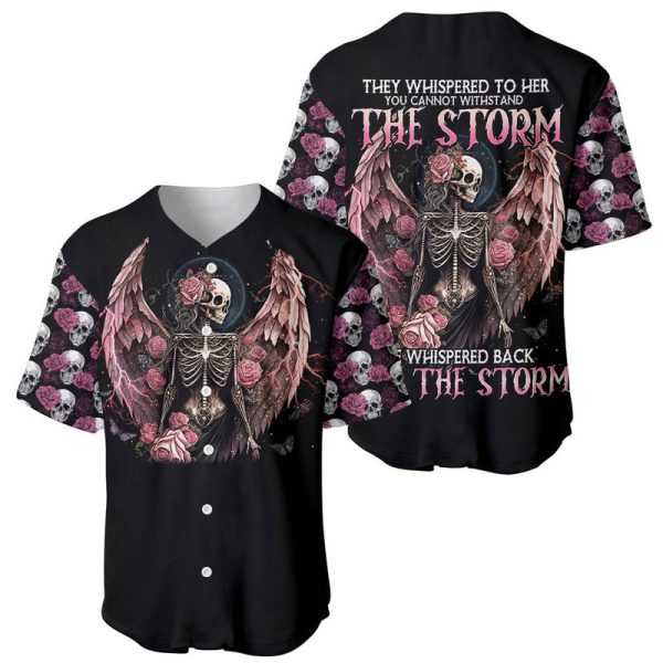 Angel Skull Baseball Jersey She Whispered Back Iam The Storm For Men and Women Jezsport.com