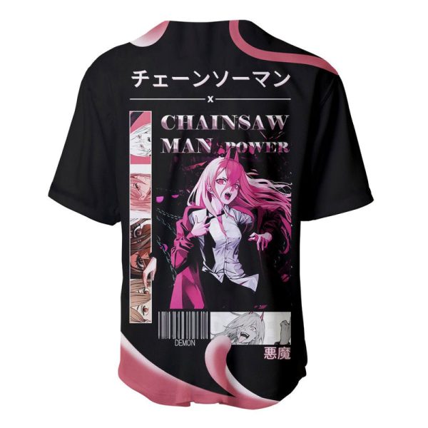 Anime Chainsaw Man Streetwear Baseball Jersey Power Jezsport.com