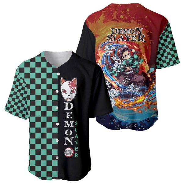 Anime Demon Slayers Tanjiro Baseball Jersey Ichimatsu Checkered Pattern For Men and Women Jezsport.com