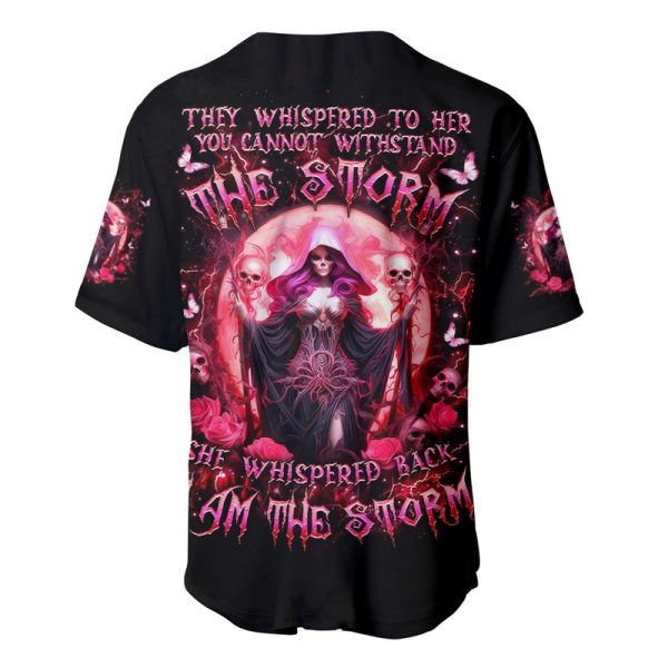 Witch Skull Baseball Jersey She Whispered Back Iam The Storm Jezsport.com