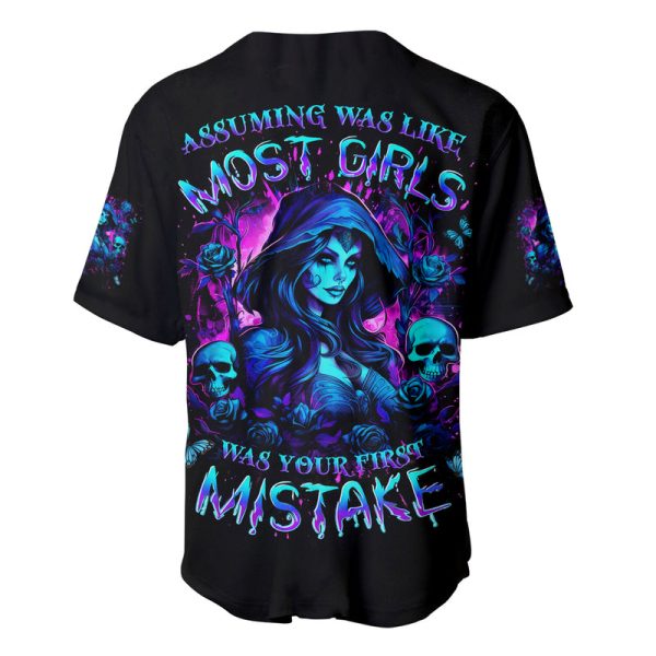 Witch Skull Baseball Jersey Assuming Was Like Most Girls Was Your First Mistake Jezsport.com