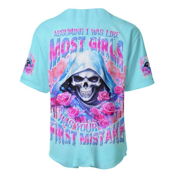 Witch Skull Baseball Jersey Assuming Was Like Most Girls Was Your First Mistake Jezsport.com