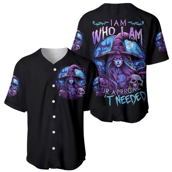 Witch Skull Baseball Jersey Iam Who Iam Your Approval Isn't Need For Men and Women Jezsport.com