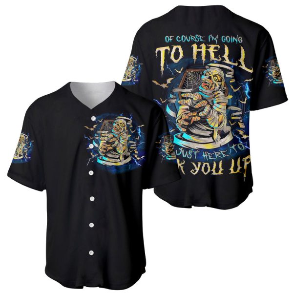 Mummy Skull Baseball Jersey I'm Going To Hell to Pick You Up For Men and Women Jezsport.com