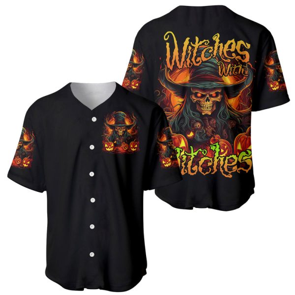 Witch Skull Baseball Jersey Witches With Hitches For Men and Women Jezsport.com