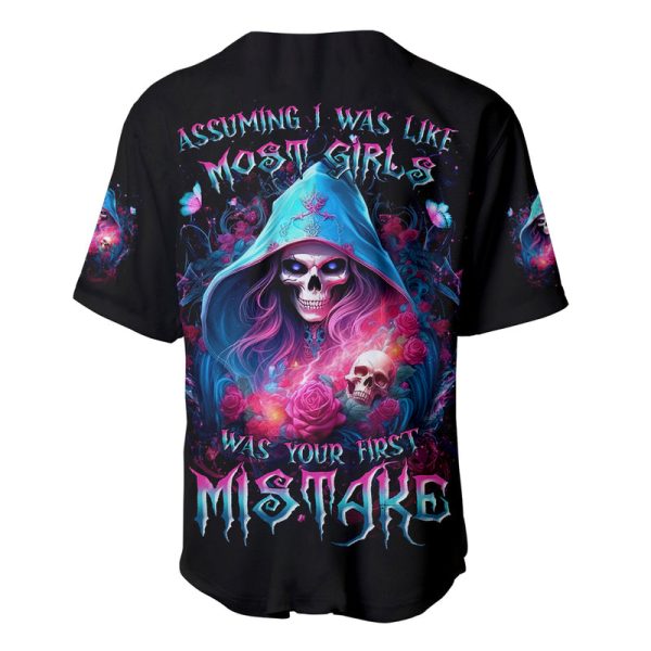 Witch Skull Baseball Jersey Assuming Was Like Most Girls Was Your First Mistake Jezsport.com