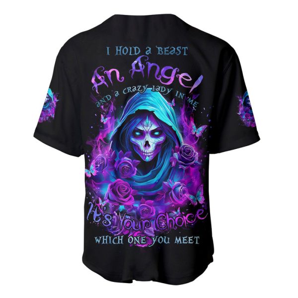 Witch Skull Baseball Jersey I Hold A Beast An Angel And Crazy Lady In Me Jezsport.com