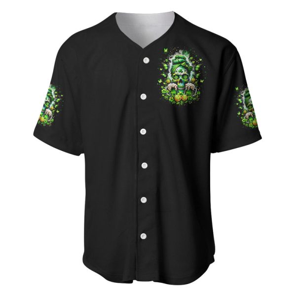 Irish Skull Baseball Jersey Good Girls Drink Wine Badass Girls Thug Beer Jezsport.com