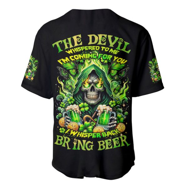 Irish Skull Baseball Jersey The Devil Whispered To Me I'm Coming For You Jezsport.com