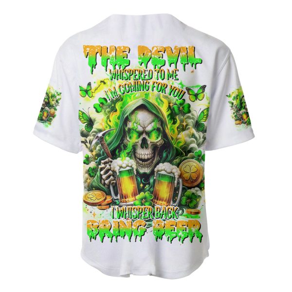 Irish Skull Baseball Jersey I Whisper Back Bring Beer Jezsport.com