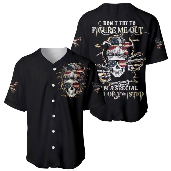 Girl Skull Baseball Jersey Don't Try To Figured Me Out I Special Kind For Men and Women Jezsport.com