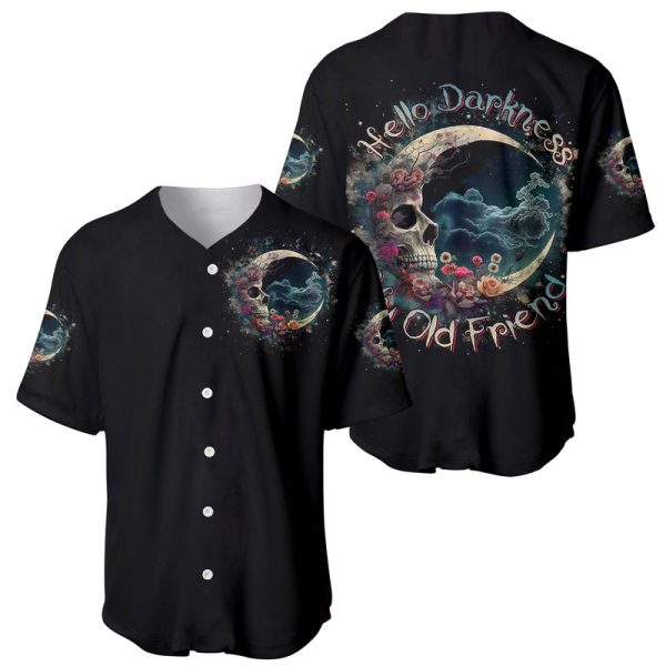 Moon Skull Baseball Jersey Hello Darkness My Old Friend Moon  For Men and Women Jezsport.com