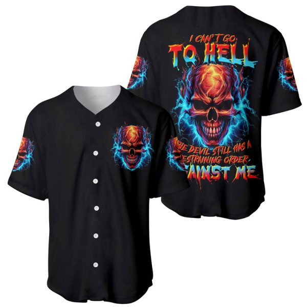 Thunder Skull Baseball Jersey I Can't Go To Hell Devil Restrainning Order Against Me For Men and Women Jezsport.com