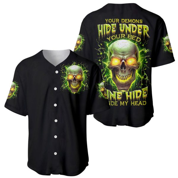 Thunder Skull Baseball Jersey My Demon Hide Inside My Head For Men and Women Jezsport.com