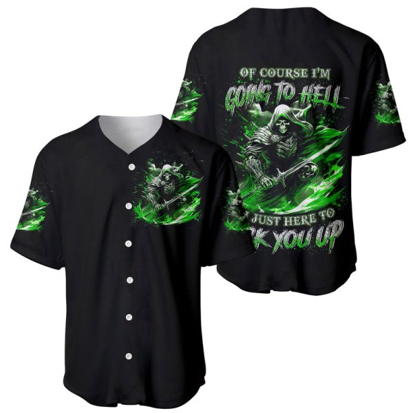 Warrior Skull Baseball Jersey Of Course I'm Going To Hell Just Pick You Up For Men and Women Jezsport.com