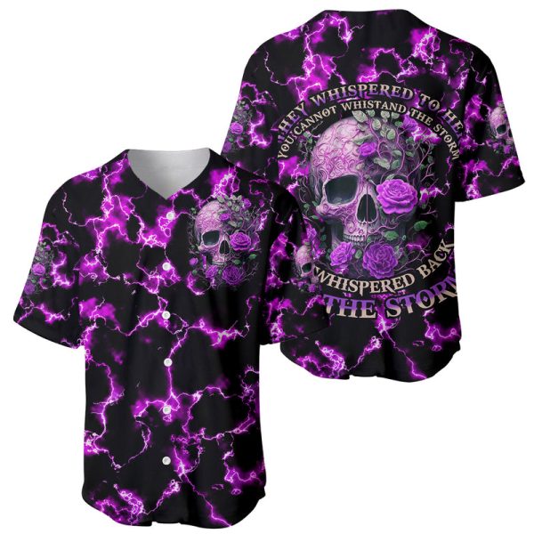 Rose Skull Baseball Jersey She Whispered Back I am The Storm For Men and Women Jezsport.com