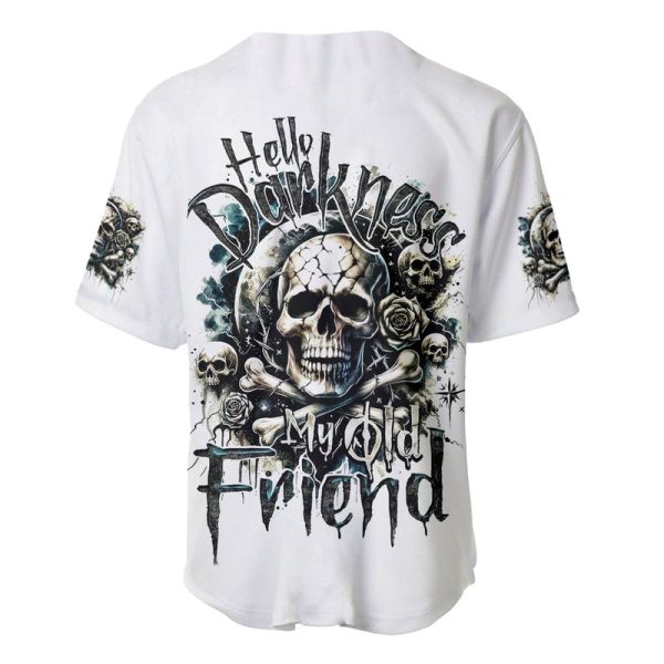 Black Skull Baseball Jersey Hello Darkness My Old Friend For Men and Women Jezsport.com