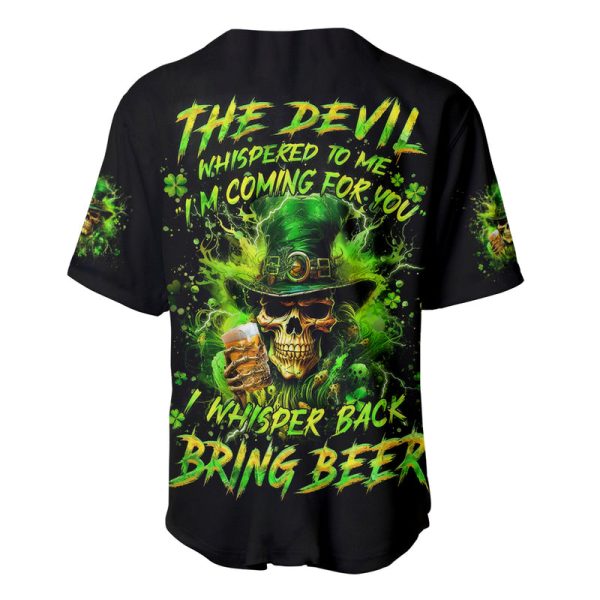 Irish Skull Baseball Jersey The Devil Whispered To Me I'm Coming For You For Men and Women Jezsport.com