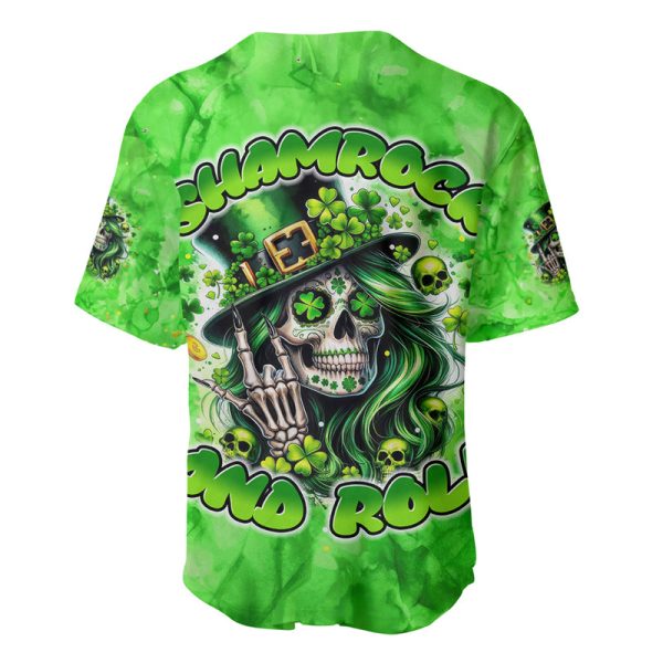 Irish Skull Baseball Jersey Shamrock And Roll For Men and Women Jezsport.com