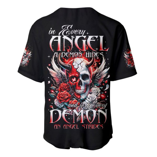 Devil Skull Baseball Jersey In Every Angel A Demon Hides And In Every Demon An Angel Strides For Men and Women Jezsport.com