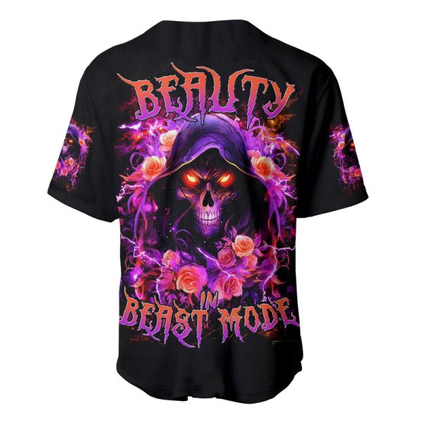 Rose Skull Baseball Jersey Beasuty In Beast Mode For Men and Women Jezsport.com