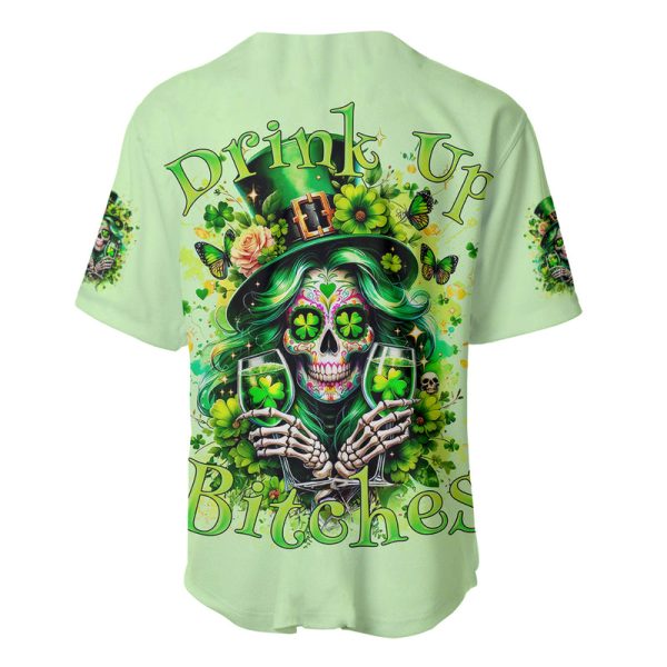 Irish Skull Baseball Jersey Drink Up Bitches For Men and Women Jezsport.com