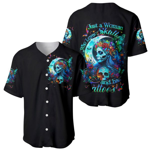 Fairy Skull Baseball Jersey Just The Woman Who Loves Skull And Tattoo For Men and Women Jezsport.com