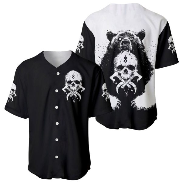 Viking Skull Baseball Jersey Bear Viking Cross Skull For Men and Women Jezsport.com