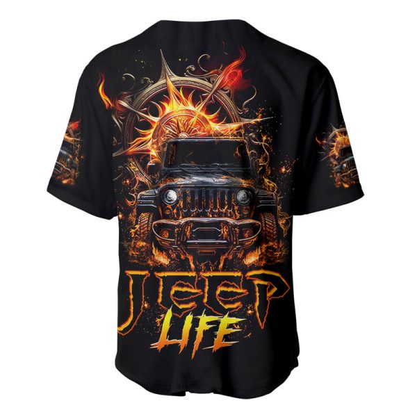 Flame Compass Jeep Baseball Jersey Fire Jeep Life Jezsport.com