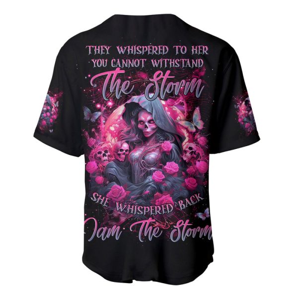 Witch Skull Baseball Jersey They Whispered To Her You Cannot Withstand The Storm Jezsport.com