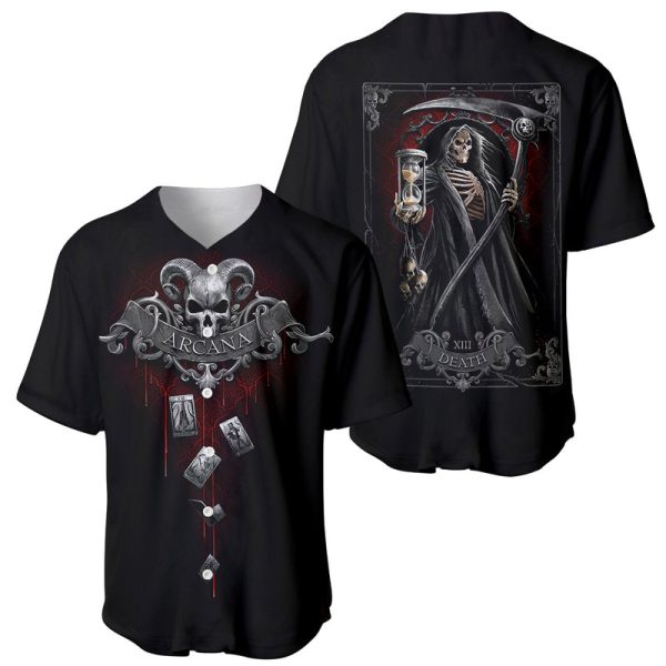 Skull Baseball Jersey Death Reaper Arcana For Men and Women Jezsport.com