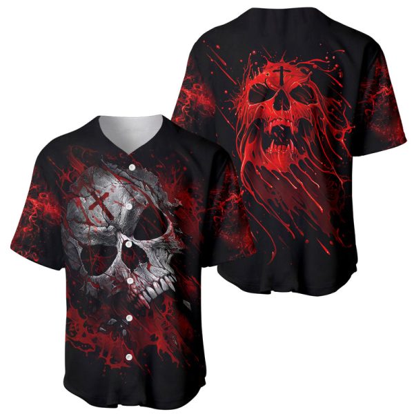 Skull Baseball Jersey Bloody Skull Scream For Men and Women Jezsport.com