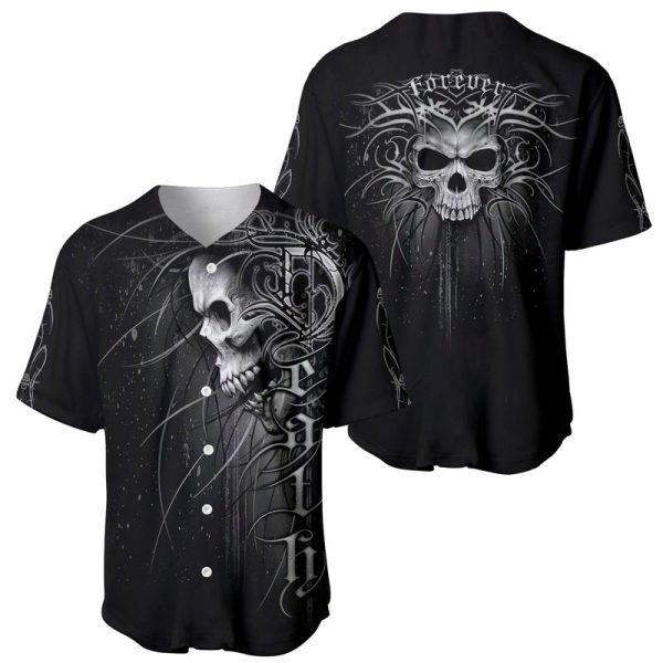 Skull Baseball Jersey Skull Death Forever For Men and Women Jezsport.com