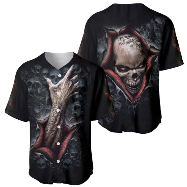 Skull Baseball Jersey Skeleton Ripped Inside For Men and Women Jezsport.com