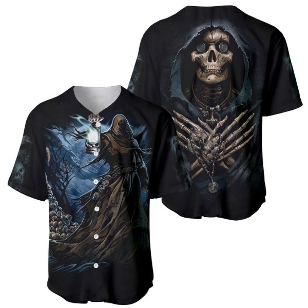 Grim Reaper Baseball Jersey The Ferryman Of The Underworld with Charon Skull Black For Men and Women Jezsport.com