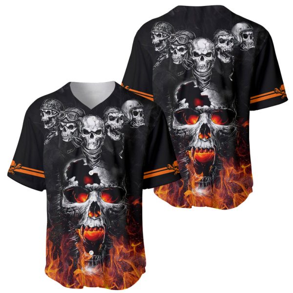 Flaming Skull Hoodie Baseball Jersey Spectral Pyre For Men and Women Jezsport.com