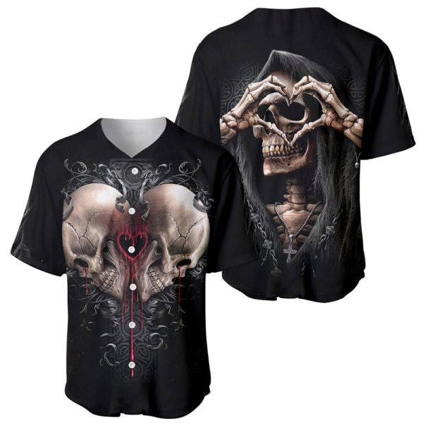 Reaper Heart Baseball Jersey Eternal Embrace - Uniting Souls in the Realm of Skulls For Men and Women Jezsport.com