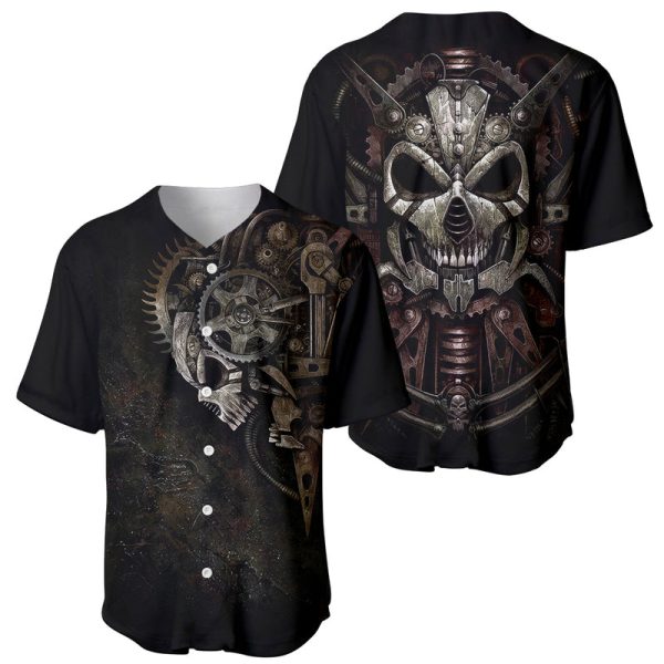 Unveiling the Mechanical Skull Baseball Jersey Cybernetic Enigma For Men and Women Jezsport.com