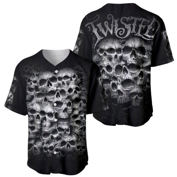 Skull Baseball Jersey Twisted Head Skull For Men and Women Jezsport.com