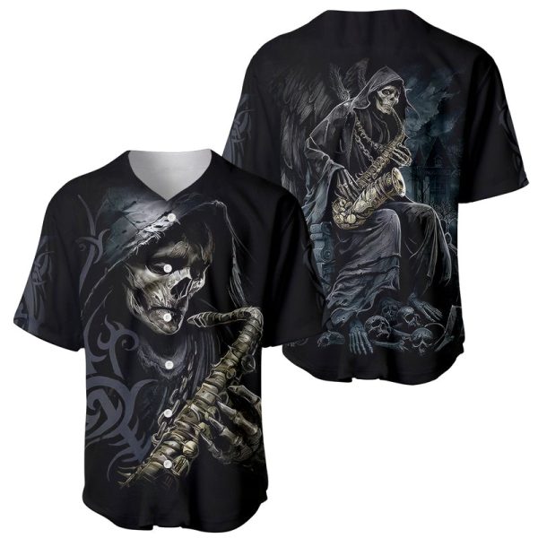 Skull Baseball Jersey Musician Of Death For Men and Women Jezsport.com