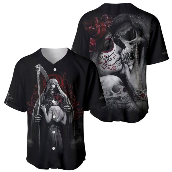 Skull Baseball Jersey Death Angel And Da de Muertos Girl For Men and Women Jezsport.com